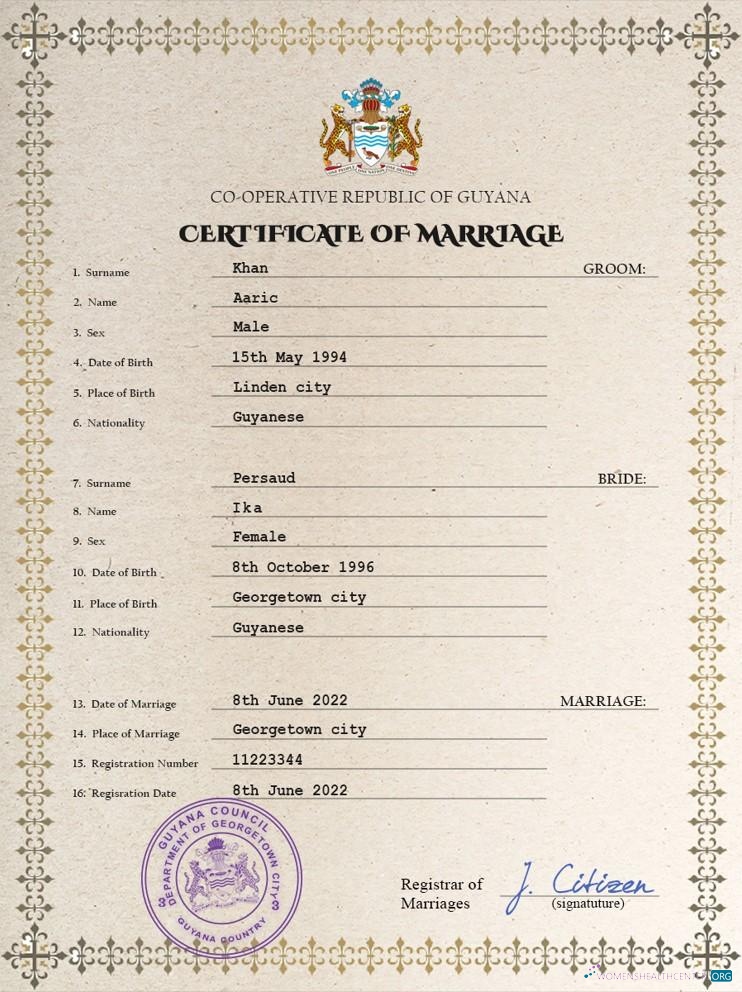 Download Guyana marriage certificate PSD template Photoshop template